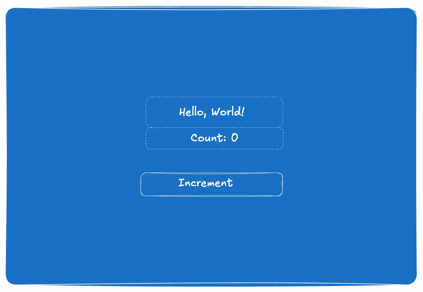 Hello World text and Counter image